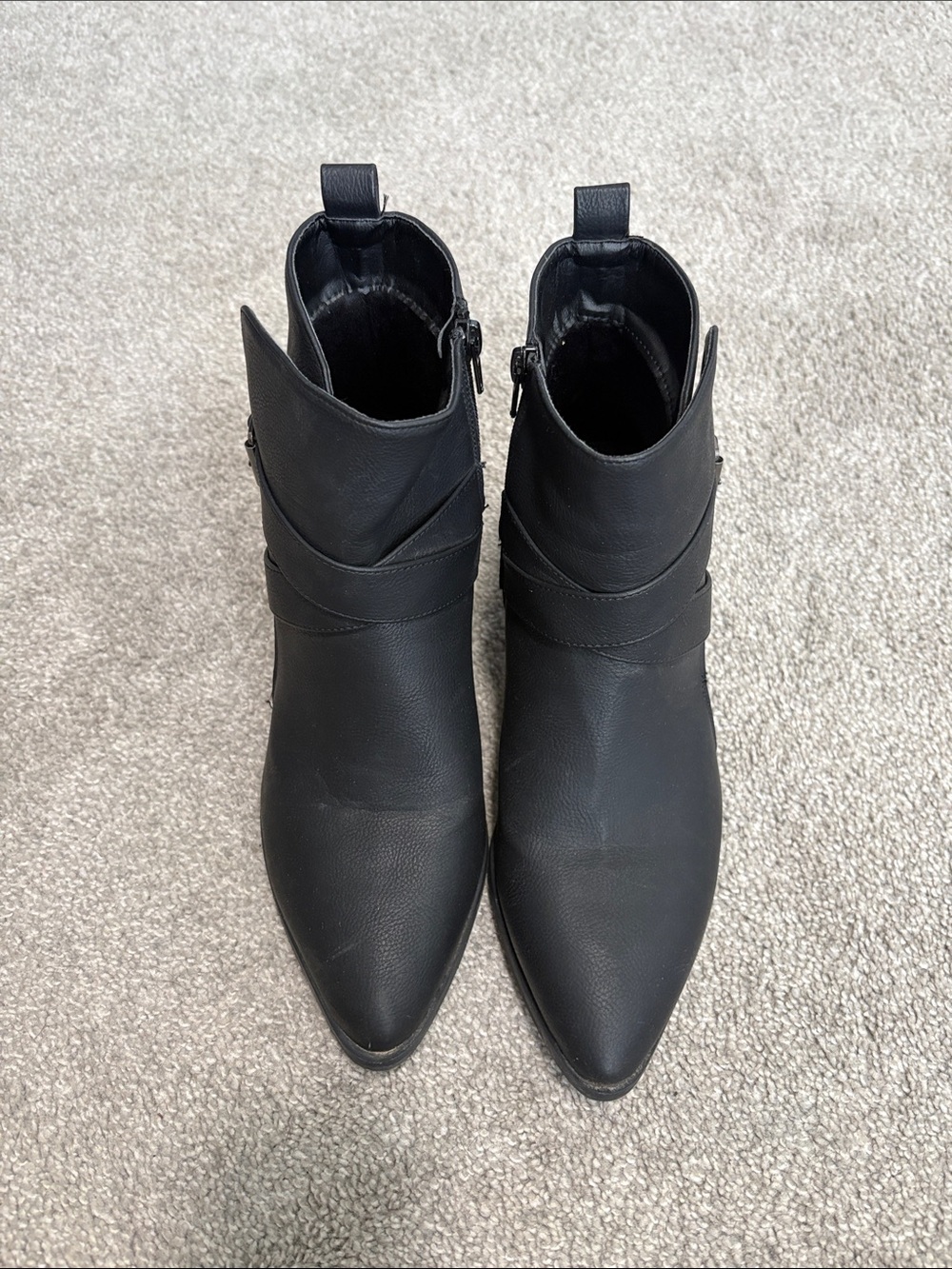 Maurices Black Pointed Toe Ankle Booties with Wrap Strap